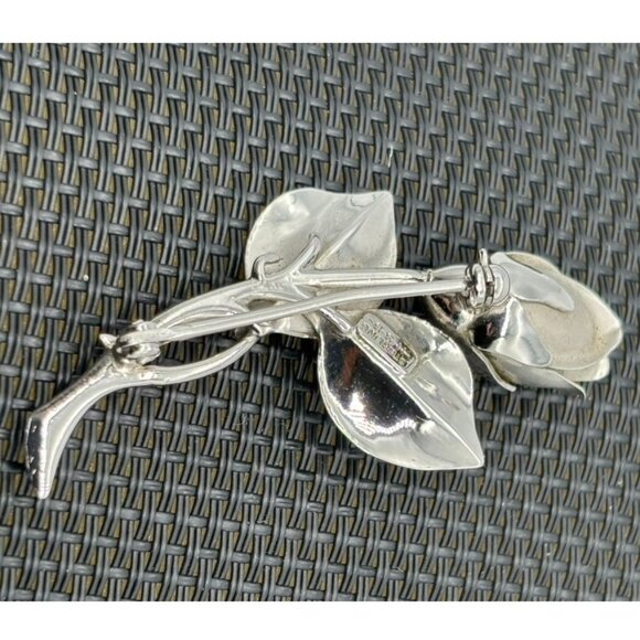 Beautiful Sterling Silver Rosebud Brooch, Harry S. Bick, Signed "HSB" "Sterling" - Picture 4 of 7